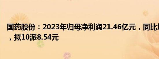 国药股份：2023年归母净利润21.46亿元，同比增长9.26%，拟10派8.54元