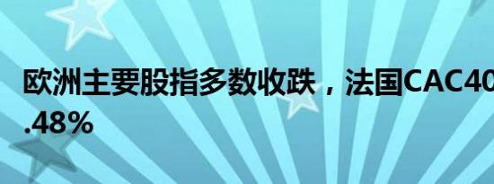 欧洲主要股指多数收跌，法国CAC40指数跌0.48%