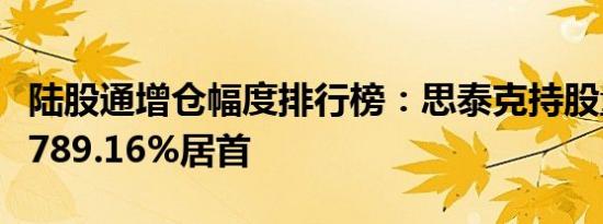 陆股通增仓幅度排行榜：思泰克持股量环比增789.16%居首