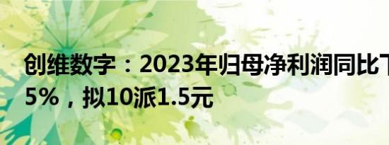 创维数字：2023年归母净利润同比下降26.85%，拟10派1.5元