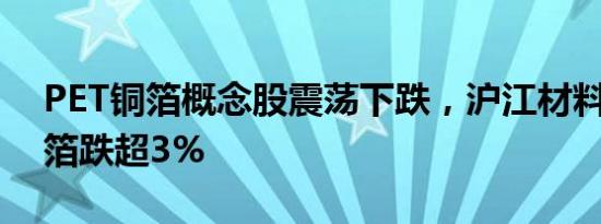 PET铜箔概念股震荡下跌，沪江材料 铜冠铜箔跌超3%