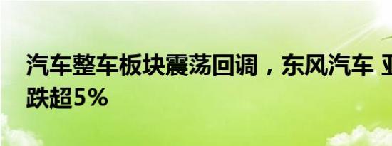 汽车整车板块震荡回调，东风汽车 亚星客车跌超5%