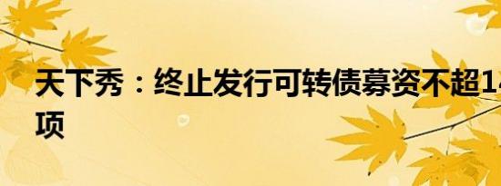 天下秀：终止发行可转债募资不超14亿元事项