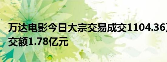 万达电影今日大宗交易成交1104.36万股，成交额1.78亿元