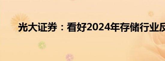 光大证券：看好2024年存储行业反弹