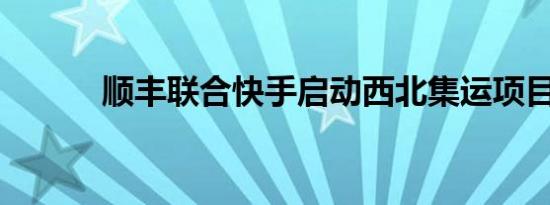 顺丰联合快手启动西北集运项目