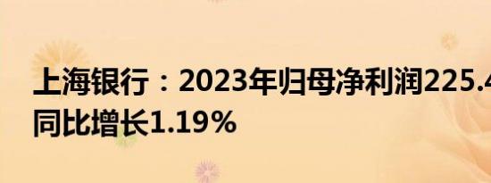 上海银行：2023年归母净利润225.45亿元，同比增长1.19%