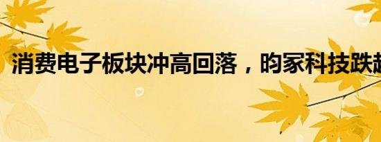 消费电子板块冲高回落，昀冢科技跌超11%