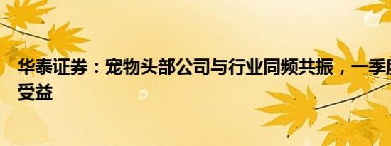 华泰证券：宠物头部公司与行业同频共振，一季度业绩有望受益