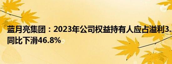 蓝月亮集团：2023年公司权益持有人应占溢利3.25亿港元，同比下滑46.8%