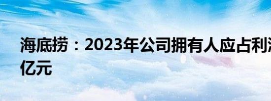 海底捞：2023年公司拥有人应占利润44.99亿元