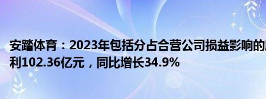 安踏体育：2023年包括分占合营公司损益影响的股东应占溢利102.36亿元，同比增长34.9%