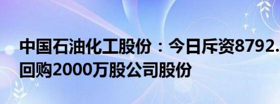 中国石油化工股份：今日斥资8792.4万港元回购2000万股公司股份