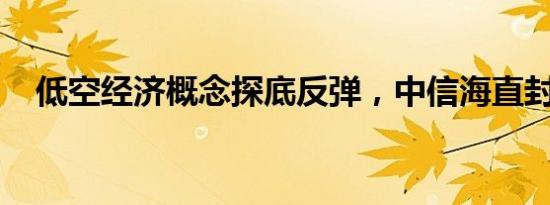 低空经济概念探底反弹，中信海直封涨停