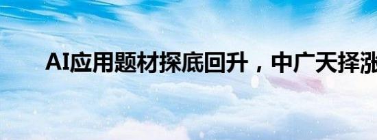 AI应用题材探底回升，中广天择涨停