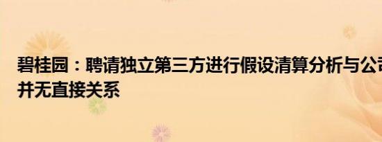 碧桂园：聘请独立第三方进行假设清算分析与公司实质清盘并无直接关系