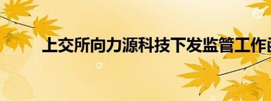 上交所向力源科技下发监管工作函