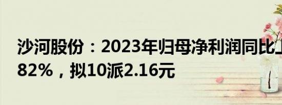 沙河股份：2023年归母净利润同比上涨109.82%，拟10派2.16元