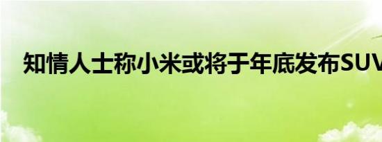 知情人士称小米或将于年底发布SUV车型