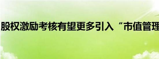 股权激励考核有望更多引入“市值管理”指标