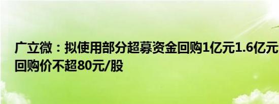 广立微：拟使用部分超募资金回购1亿元1.6亿元公司股份，回购价不超80元/股