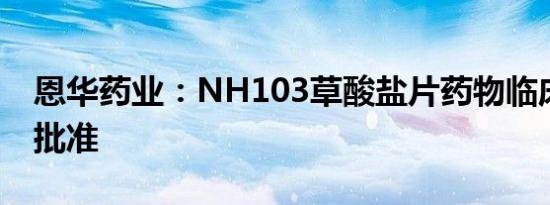 恩华药业：NH103草酸盐片药物临床试验获批准