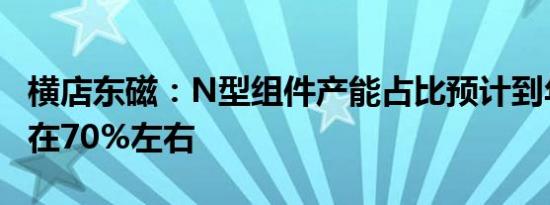 横店东磁：N型组件产能占比预计到年底大概在70%左右