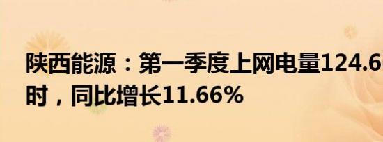 陕西能源：第一季度上网电量124.66亿千瓦时，同比增长11.66%