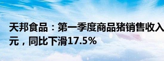 天邦食品：第一季度商品猪销售收入16.87亿元，同比下滑17.5%