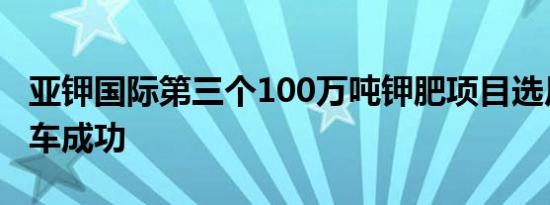 亚钾国际第三个100万吨钾肥项目选厂投料试车成功