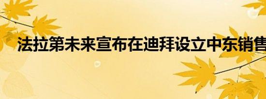 法拉第未来宣布在迪拜设立中东销售公司