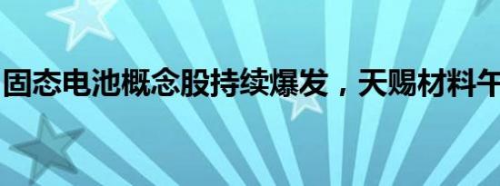 固态电池概念股持续爆发，天赐材料午后涨停