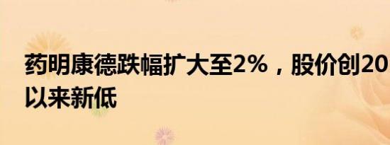 药明康德跌幅扩大至2%，股价创2019年8月以来新低