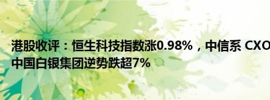 港股收评：恒生科技指数涨0.98%，中信系 CXO概念领涨，中国白银集团逆势跌超7%