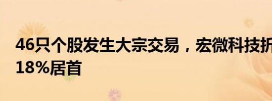 46只个股发生大宗交易，宏微科技折价率23.18%居首