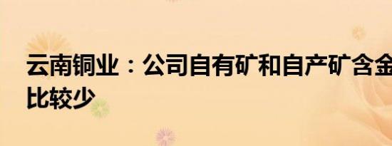 云南铜业：公司自有矿和自产矿含金 白银占比较少