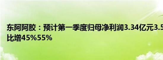 东阿阿胶：预计第一季度归母净利润3.34亿元3.57亿元，同比增45%55%