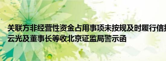 关联方非经营性资金占用事项未按规及时履行信披义务，凌云光及董事长等收北京证监局警示函