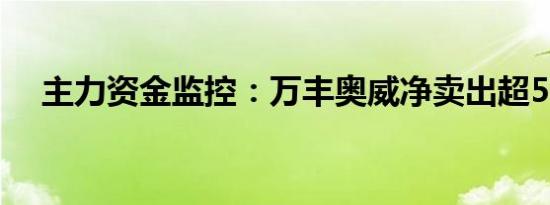 主力资金监控：万丰奥威净卖出超5亿元