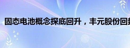 固态电池概念探底回升，丰元股份回封涨停