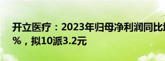 开立医疗：2023年归母净利润同比增22.88%，拟10派3.2元