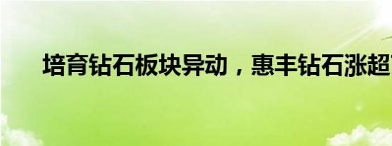 培育钻石板块异动，惠丰钻石涨超7%