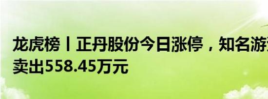 龙虎榜丨正丹股份今日涨停，知名游资章盟主卖出558.45万元