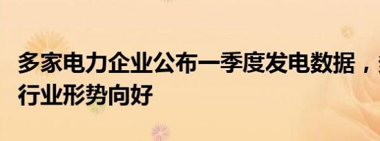 多家电力企业公布一季度发电数据，多因素促行业形势向好