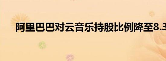 阿里巴巴对云音乐持股比例降至8.32%