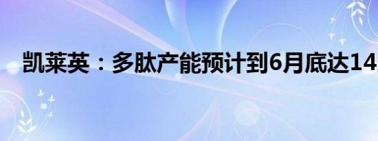 凯莱英：多肽产能预计到6月底达14250L