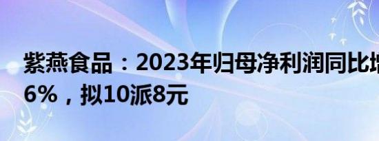 紫燕食品：2023年归母净利润同比增长49.46%，拟10派8元