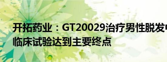 开拓药业：GT20029治疗男性脱发中国II期临床试验达到主要终点