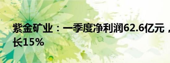 紫金矿业：一季度净利润62.6亿元，同比增长15%