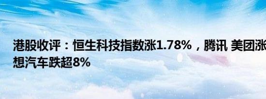 港股收评：恒生科技指数涨1.78%，腾讯 美团涨超5%，理想汽车跌超8%